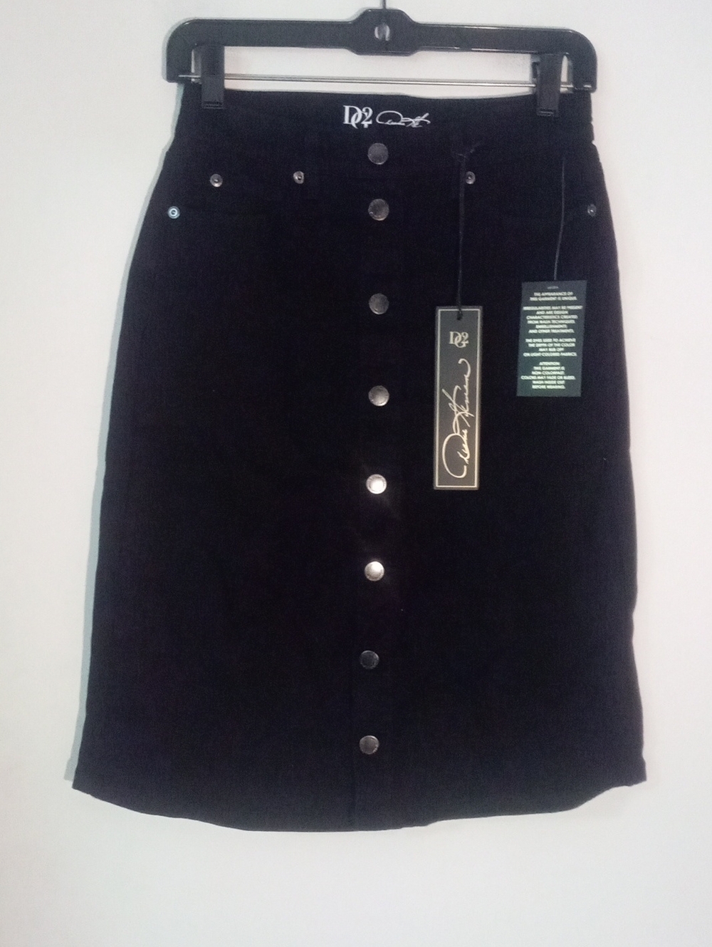 Dg2 By Diane Gilman Black Button-Front Pencil Skirt Size 0 NWT